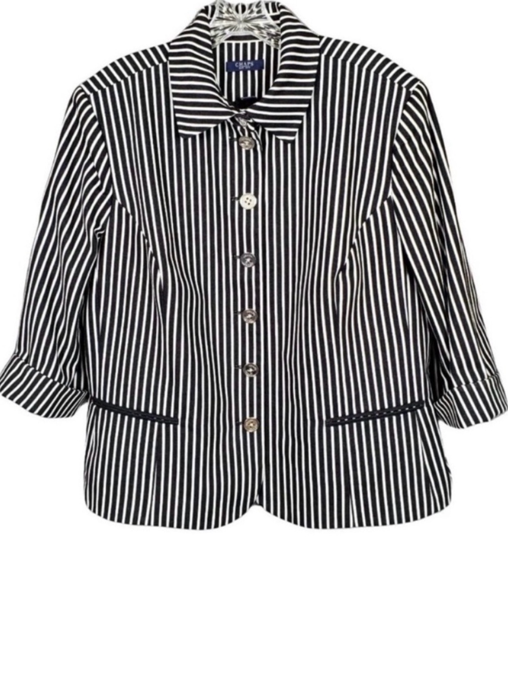 Chaps Black & White  3/4 Sleeve Tailored Blazer Size 2X
